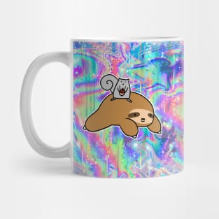 Squirrel and Sloth Rainbow Holographic Mug